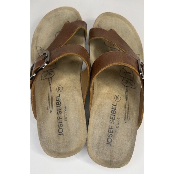 Joseph Siebel Tonga 77 Leather Toe Ring Thong Camel Brown Size 7-7.5 - Picture 2 of 10